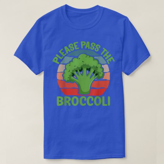 Please Pass the Broccoli Funny Retro Vegan Brocco Tシャツ (デザイン正面)