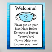 Please Put On Your Face Mask Sign ポスター (正面)