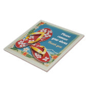 Please Remove Shoes Sign Hawaiian Flip Flops タイル (側面)