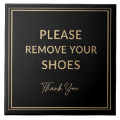 Please Remove Your Shoes Sign black and gold タイル (正面)