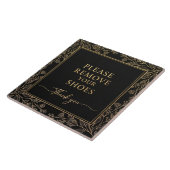 Please Remove Your Shoes Sign black gold botanical タイル (側面)