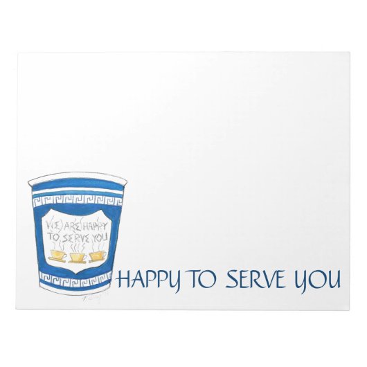 Please Serve You Blue Greek Diner Coffee Cup ノートパッド (正面)
