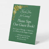 Please Sign Our Guest Book Emerald Green & Gold 台座サイン (正面)