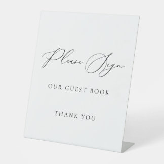 Please Sign Our Guest Book Wedding Sign Minimalist 台座サイン