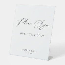 Please Sign Our Guest Book Wedding Sign Minimalist 台座サイン