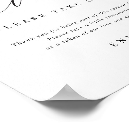 Please Take One Elegant Modern Wedding Sign ポスター (角)