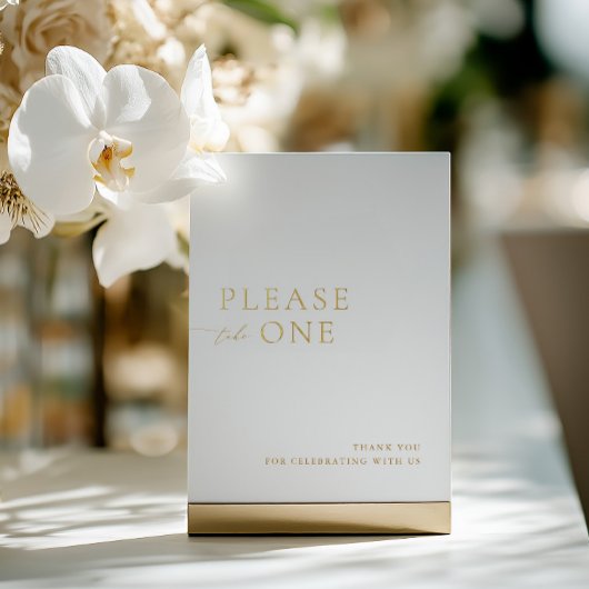 Please Take One Minimalist Wedding Favor Foil Sign 箔招待状