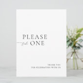 Please Take One Minimalist Wedding Favor Sign 招待状 (スタンド正面)
