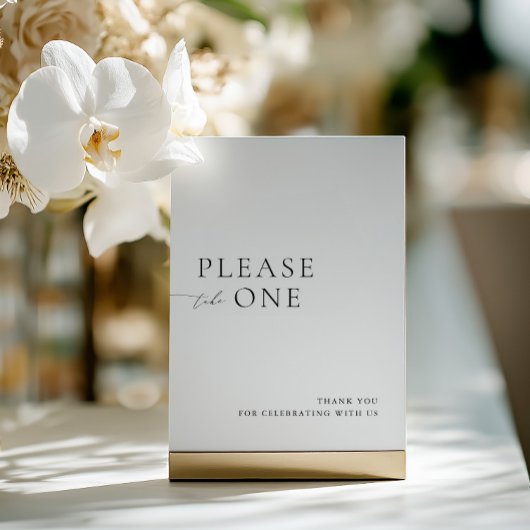 Please Take One Minimalist Wedding Favor Sign 招待状