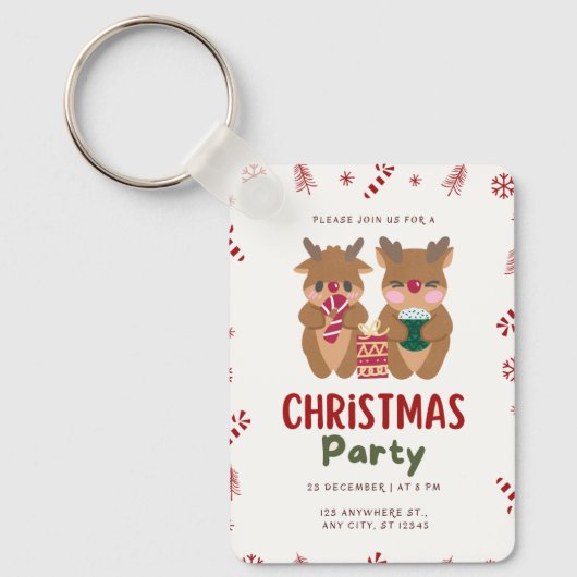 PleaseJoinUs A ChristmasParty At 8 PM Keychain キーホルダー (正面)