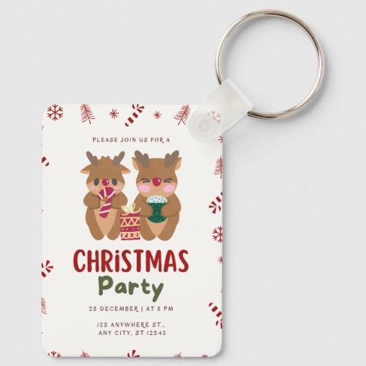 PleaseJoinUs A ChristmasParty At 8 PM Keychain キーホルダー (裏面)