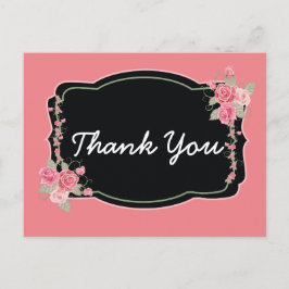Pleassionly Pink and Black Thank You ポストカード
