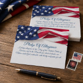 Pledge of Allegiance Draped American Flag Script ポストカード