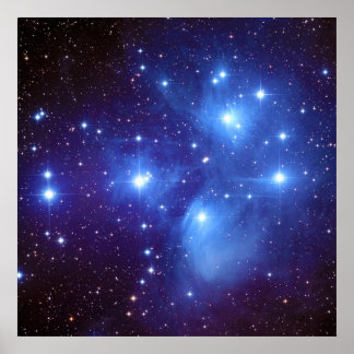 Pleiades Open Star Cluster Seven Sisters in Taurus ポスター