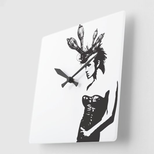 Plena Punk Puerto Rican Art スクエア壁時計 (傾斜)