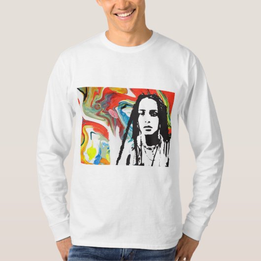 Plena Punk Puerto Rican Art Men's Long Sleeve Tシャツ (正面)