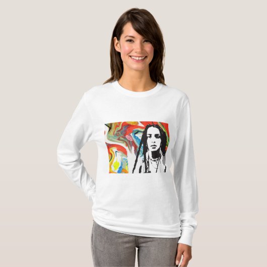 Plena Punk Puerto Rican Art Women's Long Sleeve Tシャツ (正面フル)