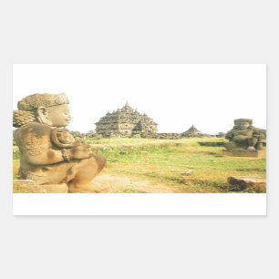 Pleosanの仏教寺院、Prabanam、ジャワ、インドネシア 長方形シール