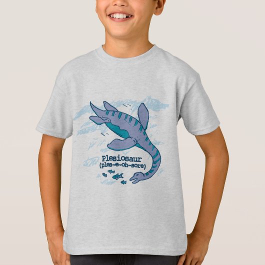 Plesiosaurの子供の恐竜のTシャツを言うためにいかにしなさいか Tシャツ (正面)