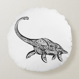 plesiosaurusの恐竜の枕 ラウンドクッション