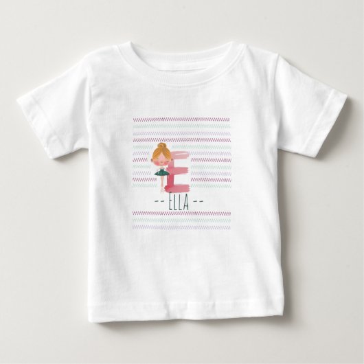 Plink Cute Ballerina Letter E Toddler  ベビーTシャツ (正面)