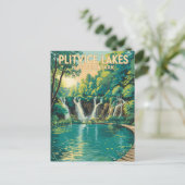Plitvice Lakes National Park Illustration Travel ポストカード (スタンド正面)