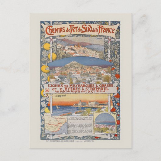 PLM Lignes de Meyragsグラスヴィンテージポスター ポストカード (正面)