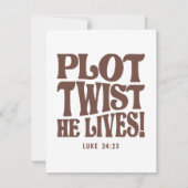 Plot Twist He Lives Luke 24:23 Bible Verse ノートカード (正面)