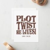Plot Twist He Lives Luke 24:23 Bible Verse ノートカード (正面/裏面インサイチュ)