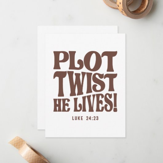 Plot Twist He Lives Luke 24:23 Bible Verse ノートカード (正面/裏面インサイチュ)