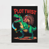Plot Twist Turkey Riding Dinosaur T-rex Funny Than カード (正面)