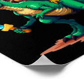 Plot Twist Turkey Riding Dinosaur T-rex Funny Than ポスター (角)