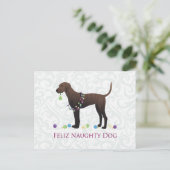 Plott猟犬のクリスマス シーズンポストカード (スタンド正面)