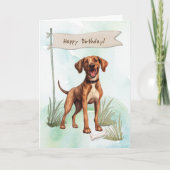 Plott Dog Breed Outdoors Under Birthday Sign カード (正面)