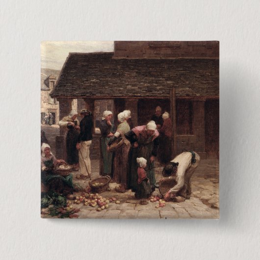 Ploudalmezeauの市場 缶バッジ (正面)