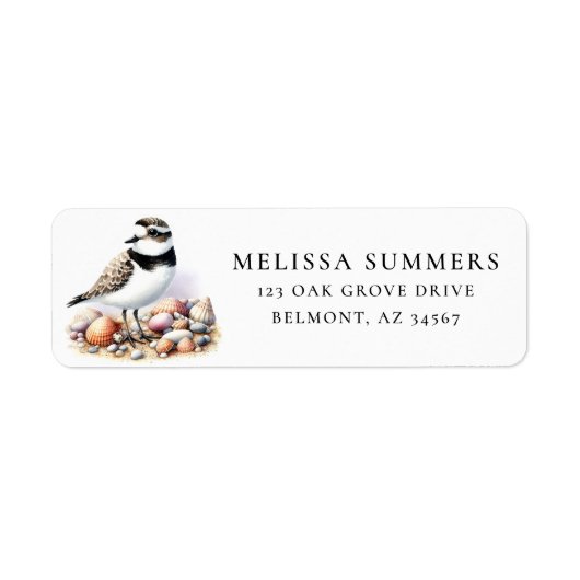 Plover and Seashells Return Address Label ラベル (正面)