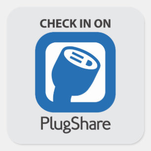 「PlugShareでチェックイン」ステッカー スクエアシール