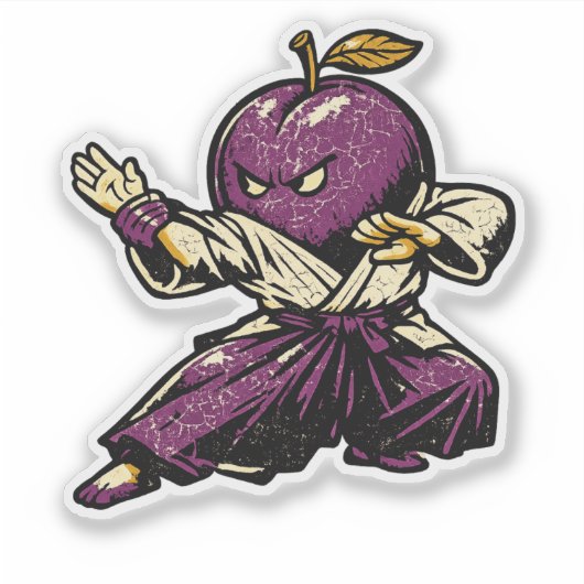 Plum Aikido Flow — Vintage Retro Harmony Fighter  シール (正面)