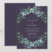 Plum Alluring Winter Wedding 招待状 (正面/裏面)