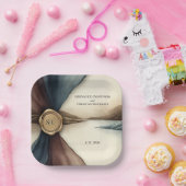 Plum and Blue Ombre Ribbon Seal ペーパープレート (パーティー)