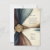 Plum and Blue Ombre Seal Watercolor Wedding サンキューカード (正面)