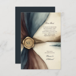 Plum and Blue Ombre Seal Watercolor Wedding サンキューカード