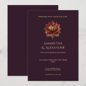 Plum and Gold Gothic Wedding Invitation 5x7 招待状 (正面/裏面)