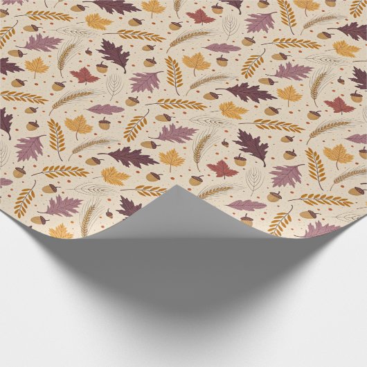 Plum and Mustard Autumn Leaf Pattern ラッピングペーパー (角)
