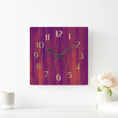 Plum and Orange Techno Streaks スクエア壁時計 (ホーム)