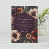 Plum Anemone Botanical Romance Wedding 招待状 (スタンド正面)