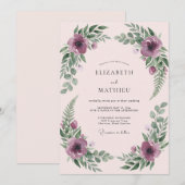 Plum Artistic Botanical Wedding 招待状 (正面/裏面)