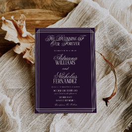 Plum Beginning Of Our Forever Timeless Wedding 招待状