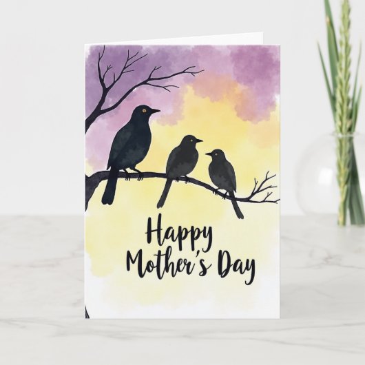 Plum Bird Mothers Day Card カード (正面)