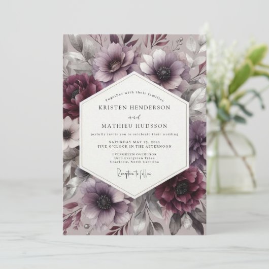 Plum Bloom Moody Romance Wedding 招待状 (スタンド正面)